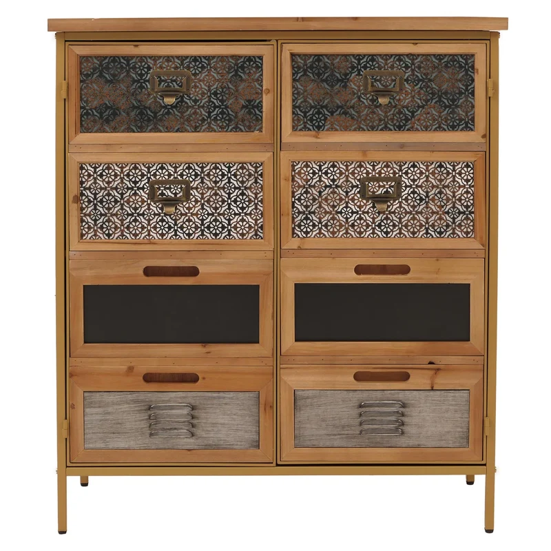 Commode style apothicaire vintage bleue avec 2 portes avec grands compartiments meuble de rangement métal 04_0009126