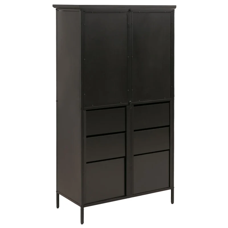 Commode style apothicaire vintage avec 6 tiroirs et 2 compartiments meuble de rangement métal et MDF 04_0009140