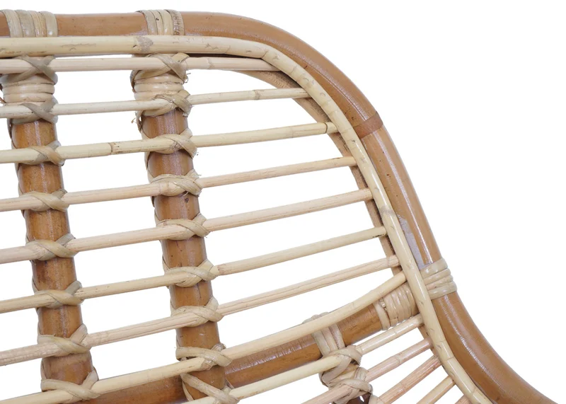 Chaise de salle à manger en rotin Kubu avec coussin vert en rotin naturel avec accoudoirs 04_0009154