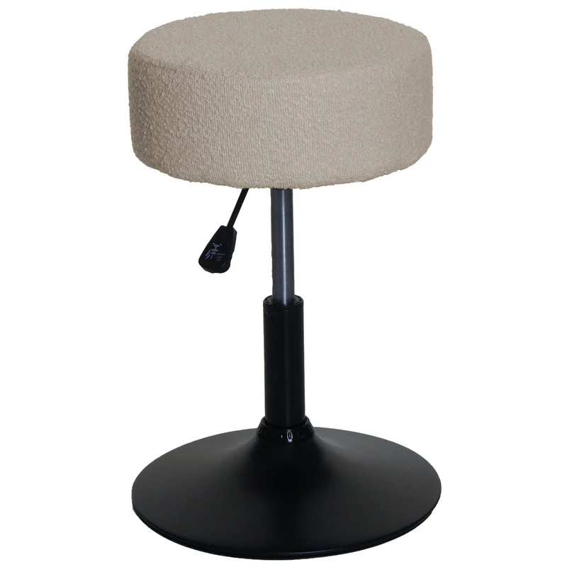 Lot de 2 tabourets bouclé réglables pivotants 360° tabourets coiffeuse tissu beige 04_0009934