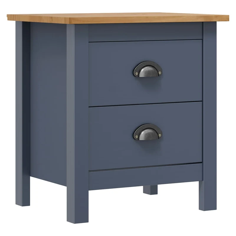 Lot de 2 tables de chevet avec deux tiroirs 46 x 35 x 49,5 cm bois de pin gris DEC036013