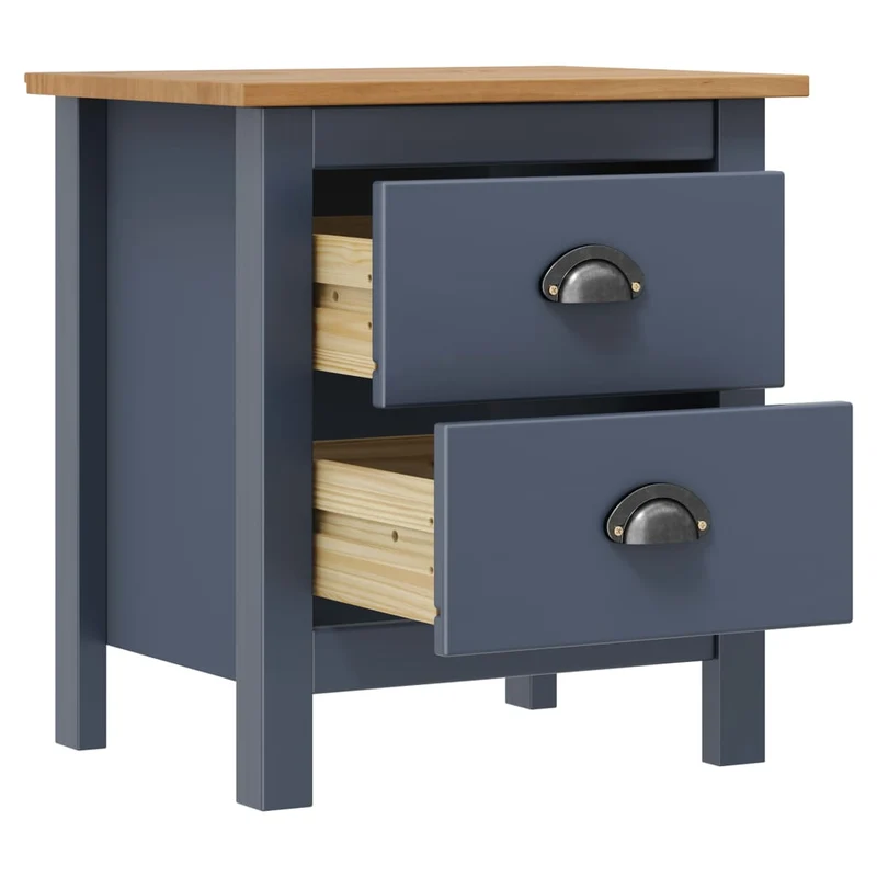 Lot de 2 tables de chevet avec deux tiroirs 46 x 35 x 49,5 cm bois de pin gris DEC036013
