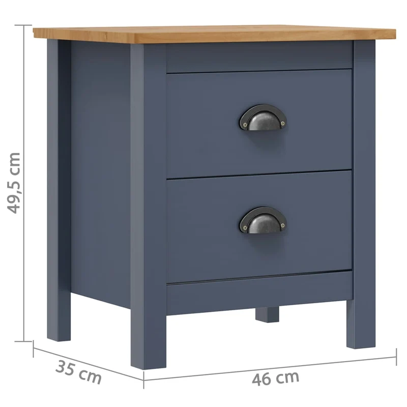 Lot de 2 tables de chevet avec deux tiroirs 46 x 35 x 49,5 cm bois de pin gris DEC036013