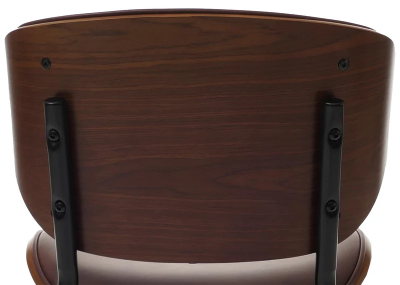 Lot de 2 chaises de salle à manger design en bois cintré et similicuir marron structure acier assise rembourrée confortable 04_0009503