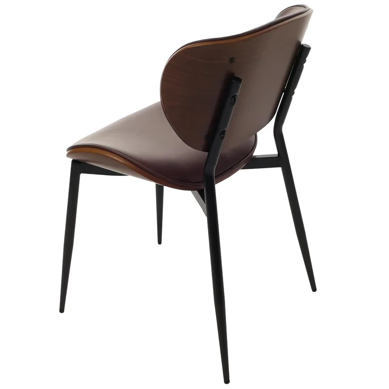 Lot de 2 chaises de salle à manger design en bois cintré et similicuir marron structure acier assise rembourrée confortable 04_0009503