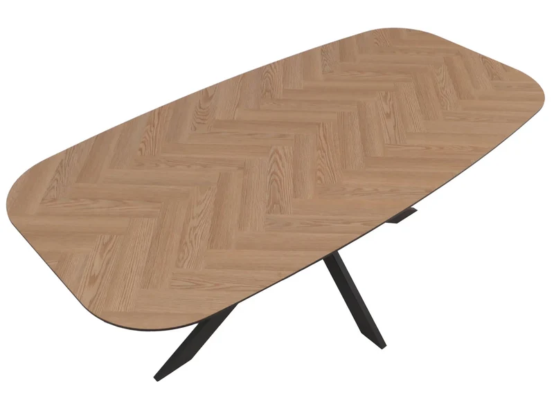 Table de salle à manger rectangulaire design moderne avec plateau MDF aspect chêne clair et structure métal 200x100 cm 04_0009270