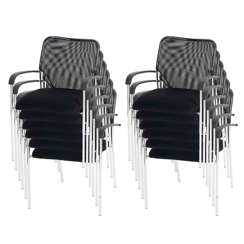 Lot de 12 chaises de conférence empilables 83 x 55 x 60 cm confort optimal style contemporain en polyester noir 04_0011390