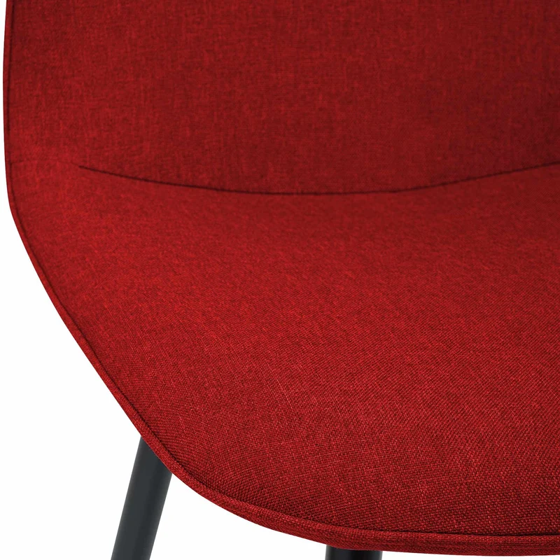 Lot de 2 chaises de salle à manger élégantes et minimalistes en tissu rouge cadre en métal noir 10_0007452