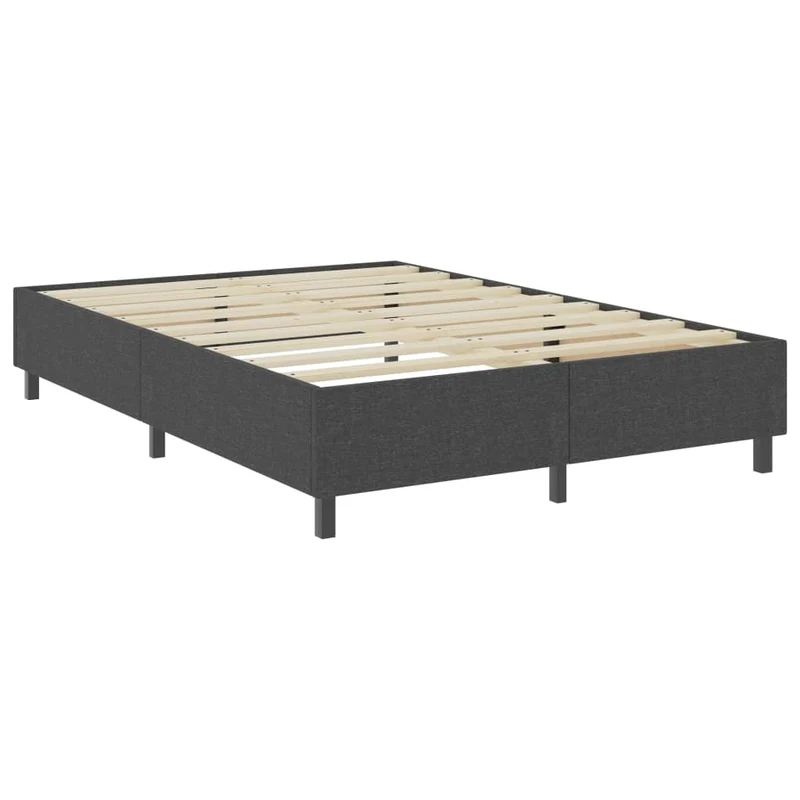 Sommier à lattes sur pieds cadre de lit avec matelas et surmatelas 180x200 cm tissu gris foncé TDL0208052