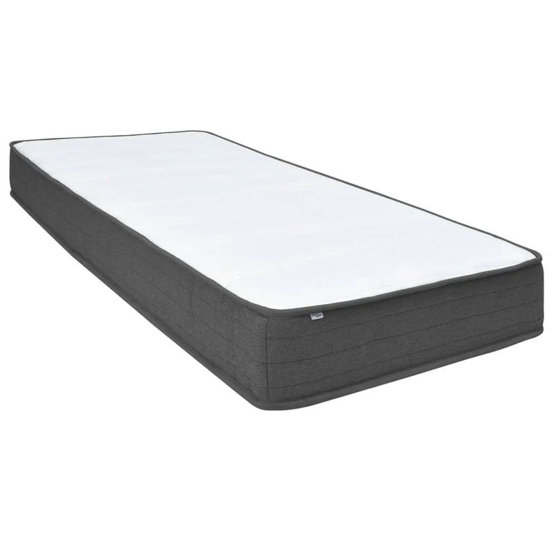 Sommier à lattes sur pieds cadre de lit avec matelas et surmatelas 180x200 cm tissu gris foncé TDL0208052