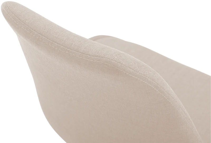 Chaise de salle à manger x1 pivotante hauteur réglable en tissu crème et pied trompette en métal blanc 10_0008277