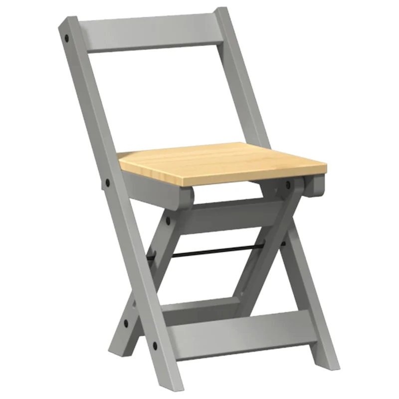 Lot de 4 chaises de salle à manger pliables design rustique en bois de pin gris DEC026287