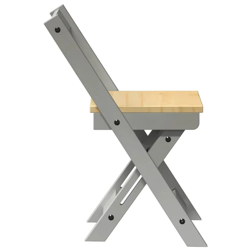 Lot de 4 chaises de salle à manger pliables design rustique en bois de pin gris DEC026287