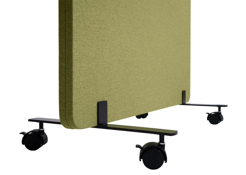 Cloison acoustique double paroi paravent de bureau séparateur de pièce panneau d'affichage tissu vert 167x80 cm 04_0006424