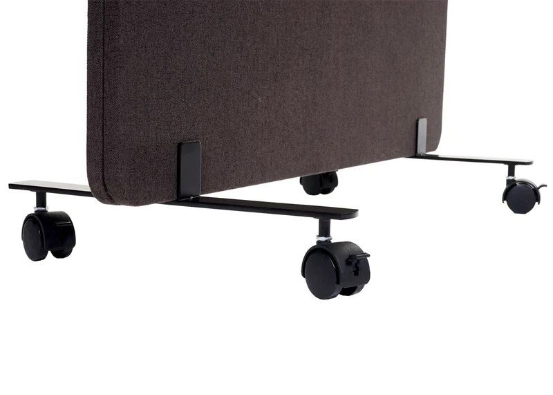 Cloison acoustique double paroi paravent de bureau séparateur de pièce panneau d'affichage 147x80cm cm tissu marron-gris 04_0006427