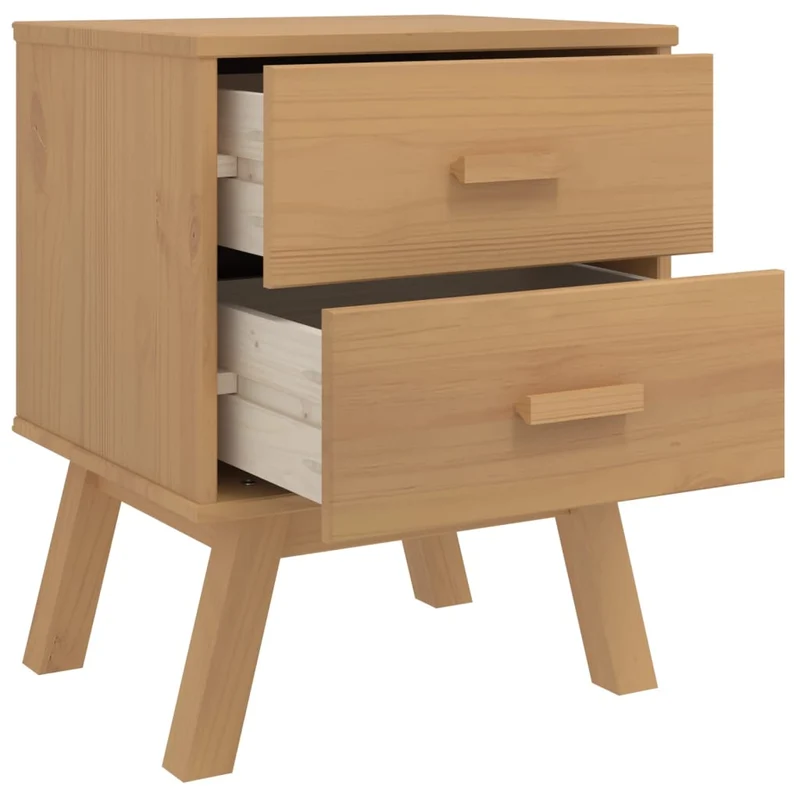 Table de chevet avec deux tiroirs 45 x 39 x 57 cm en bois de pin DEC034538