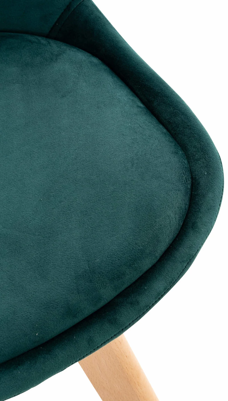 Lot de 4 chaises de salle à manger design scandinave en tissu velours vert pieds bois clair CDS10386