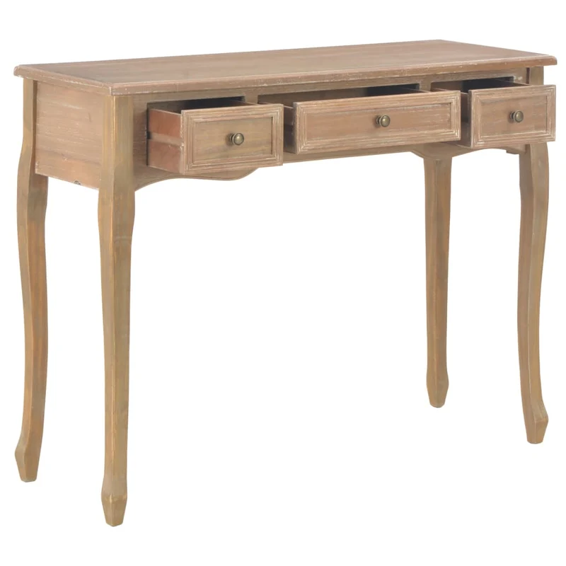 Table de console table de coiffeuse avec 3 tiroirs 100 x 35 x 78 cm MDF + bois de pin marron DEC032566