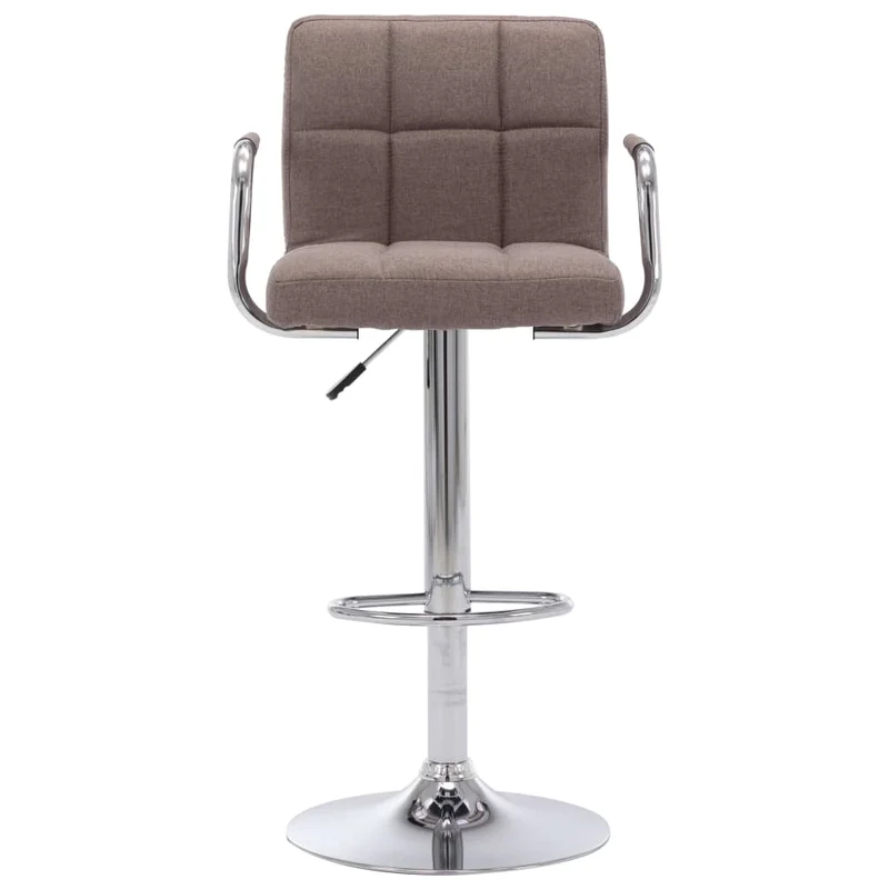 Tabourets de bar x2 chaises haute avec dossier et accoudoirs en tissu taupe cadre en acier DEC029408