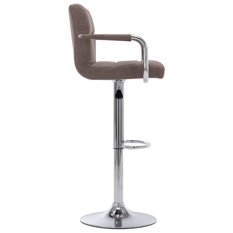 Tabourets de bar x2 chaises haute avec dossier et accoudoirs en tissu taupe cadre en acier DEC029408