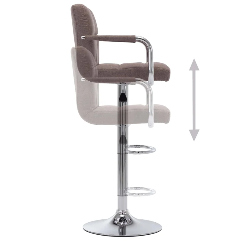 Tabourets de bar x2 chaises haute avec dossier et accoudoirs en tissu taupe cadre en acier DEC029408