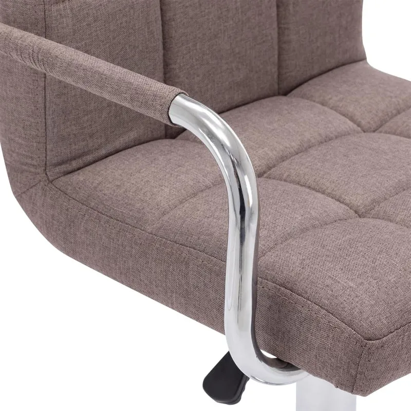Tabourets de bar x2 chaises haute avec dossier et accoudoirs en tissu taupe cadre en acier DEC029408
