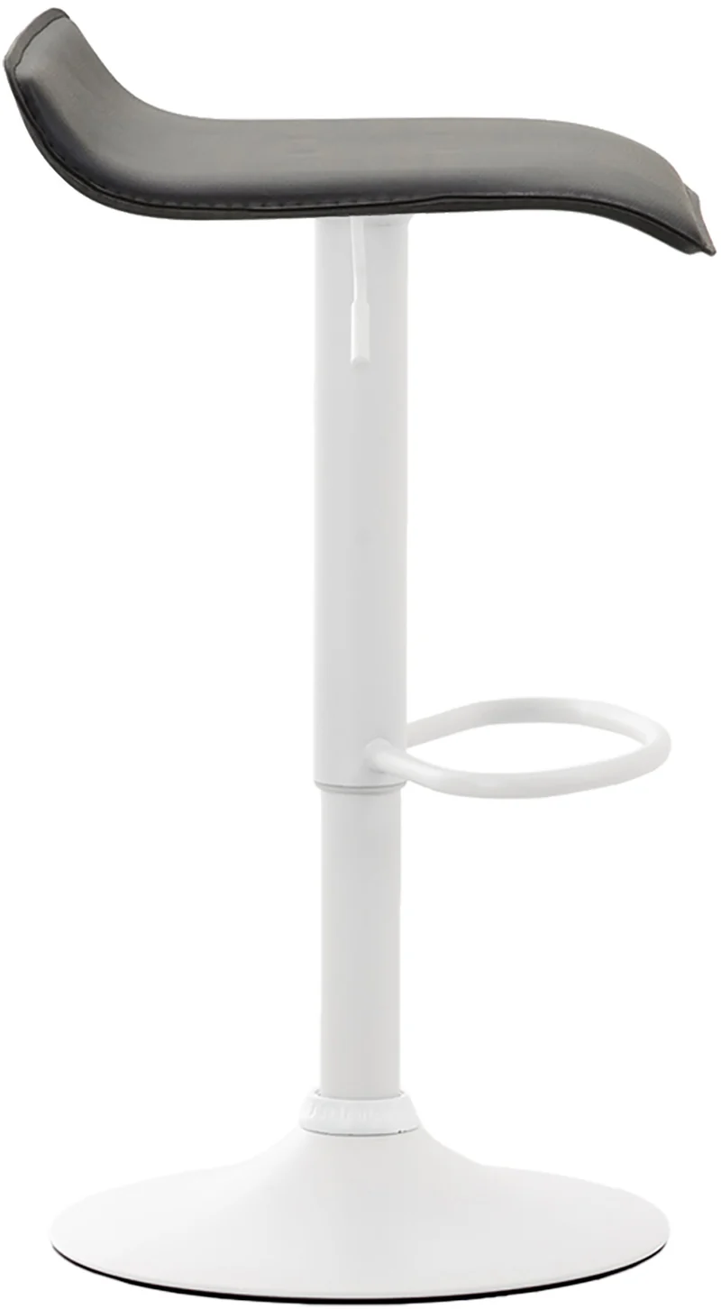 Tabouret de bar x1 design minimaliste hauteur réglable repose-pieds en PVC noir et métal blanc 10_0006037