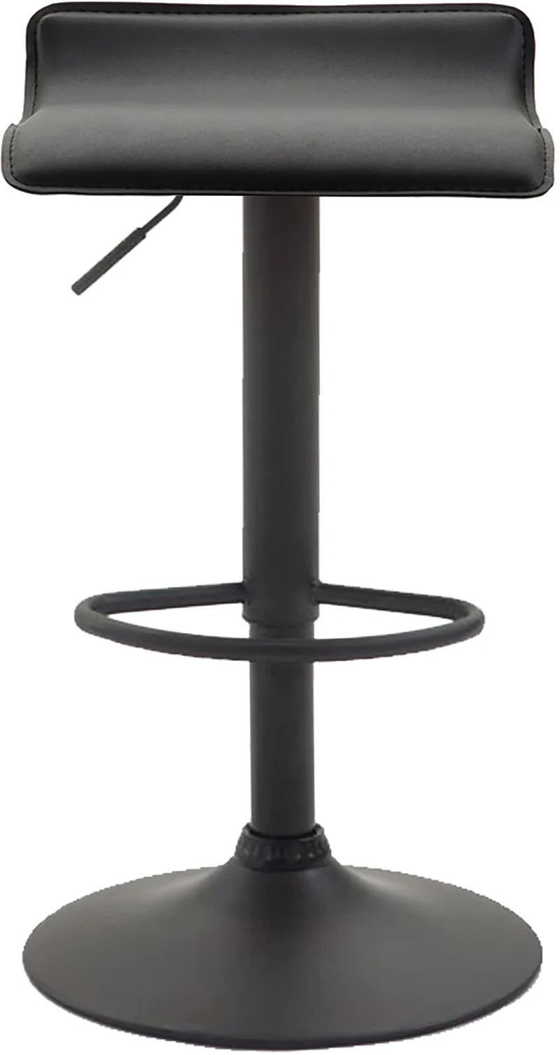 Tabouret de bar x1 design minimaliste hauteur réglable repose-pieds en PVC noir et métal noir 10_0006039