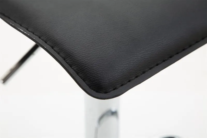 Lot de 2 tabourets de bar design minimaliste hauteur réglable repose-pieds en similicuir noir et métal chromé 10_0006404