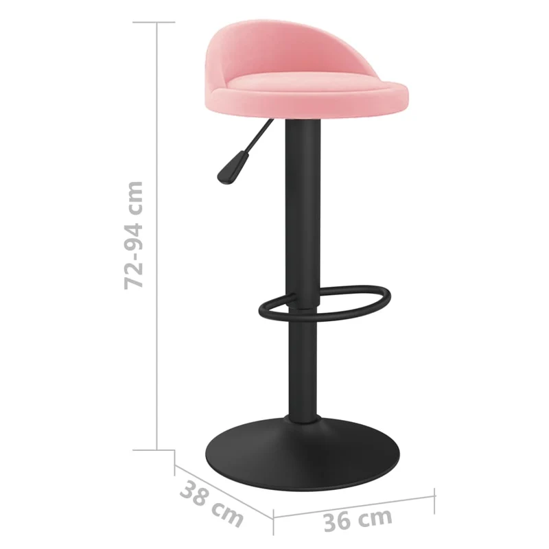 Lot de 2 tabourets de bar chaises hautes hauteur réglable en velours rose DEC029840