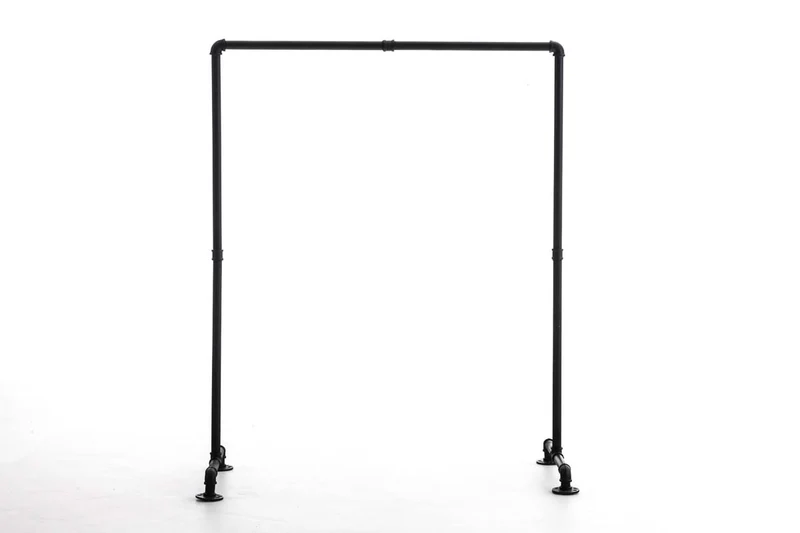 Portant à vêtements en métal noir style industriel structure robuste 150 x 150 x 55 cm 10_0009079