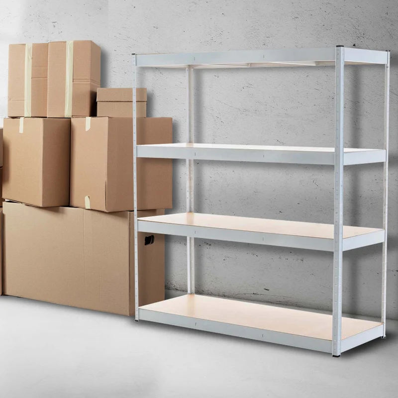 Étagère de stockage métal blanc 180 x 160 x 60 cm rayonnage charge lourde étagères réglables structure galvanisée 10_0009054