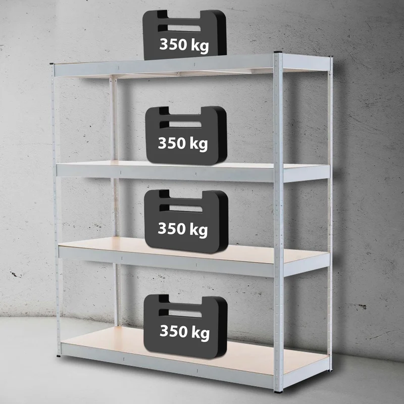 Étagère de stockage métal blanc 180 x 160 x 60 cm rayonnage charge lourde étagères réglables structure galvanisée 10_0009054