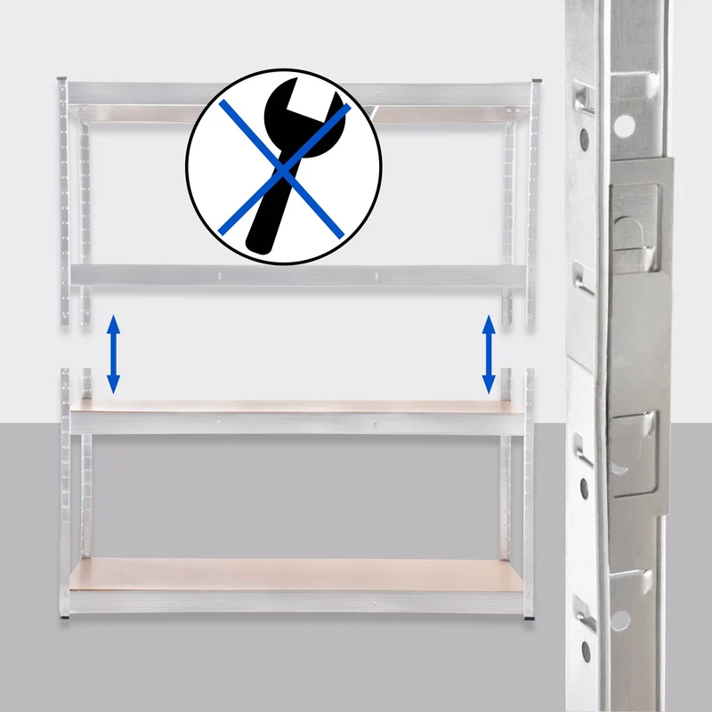 Étagère de stockage métal blanc 180 x 160 x 60 cm rayonnage charge lourde étagères réglables structure galvanisée 10_0009054
