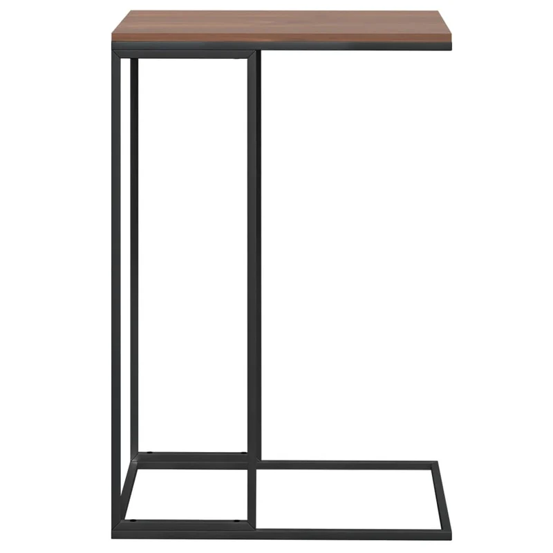 Table d'appoint en forme de C 40 x 30 x 59 cm bois d'ingénierie noir et fer DEC040288