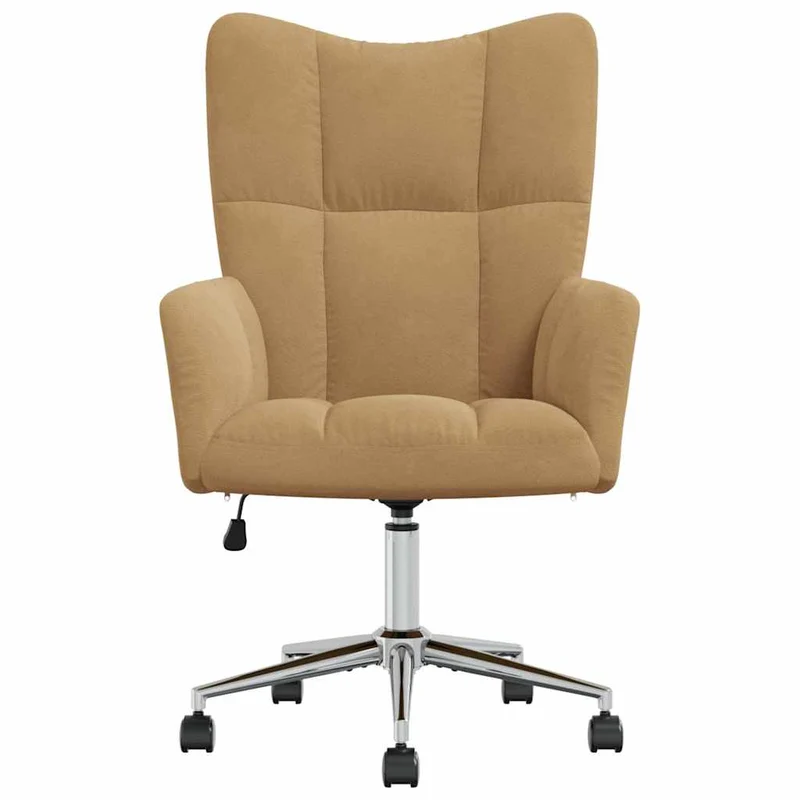 Fauteuil lounge chaise de bureau sur roulettes design moderne en velours marron DEC026727