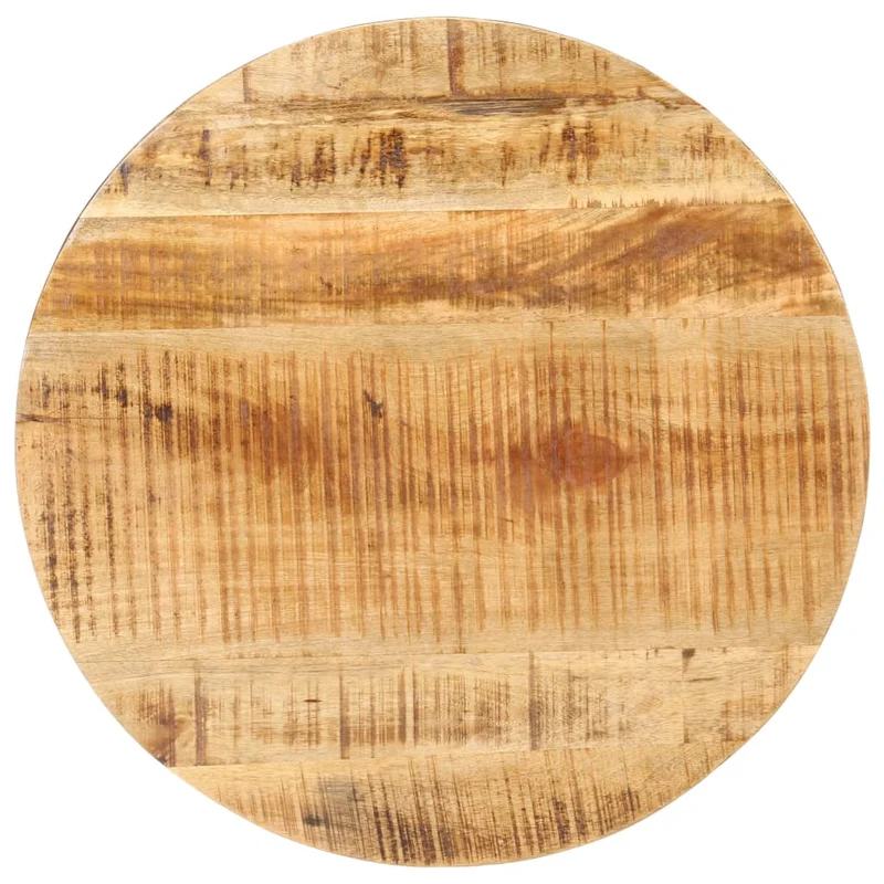 Table basse style industriel rustique Ø68 x 43 cm bois de manguier brut et fer DEC040234