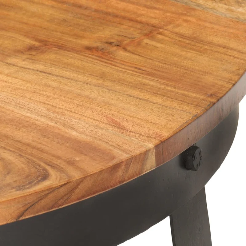 Table basse style industriel Ø68 x 43 cm bois d'acacia solide et fer DEC040233