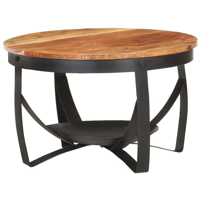 Table basse style industriel Ø68 x 43 cm bois d'acacia solide et fer DEC040233