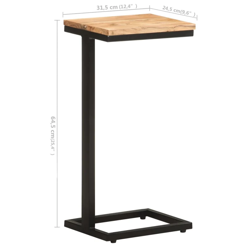 Lot de 2 tables d'appoint support de plante 31,5 x 24,5 x 64,5 cm bois d'acacia et fer DEC032607