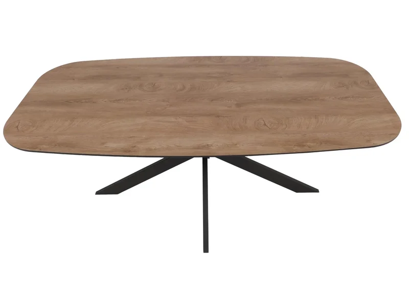 Table de salle à manger rectangulaire design moderne avec plateau MDF aspect noyer et structure métal 200x100 cm 04_0009265