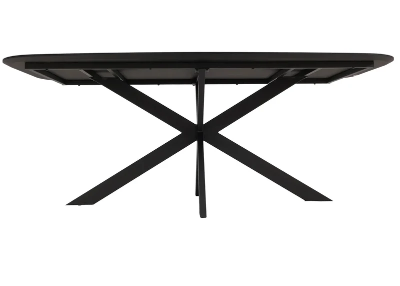 Table de salle à manger rectangulaire design moderne avec plateau MDF aspect noyer et structure métal 200x100 cm 04_0009265