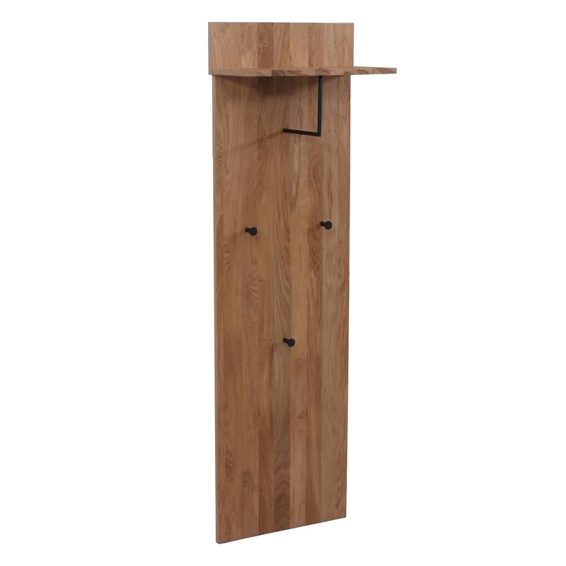 Lot de 3 panneaux de penderie murale porte-manteau mural avec étagère et crochets bois massif de chêne 04_0008801