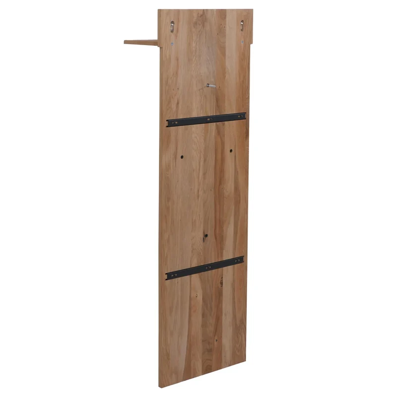 Lot de 3 panneaux de penderie murale porte-manteau mural avec étagère et crochets bois massif de chêne 04_0008801