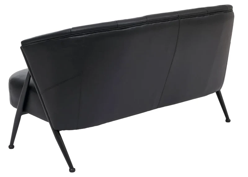 Canapé 2 places canapé lounge rembourré style vintage industriel métal et simili cuir noir 04_0008995
