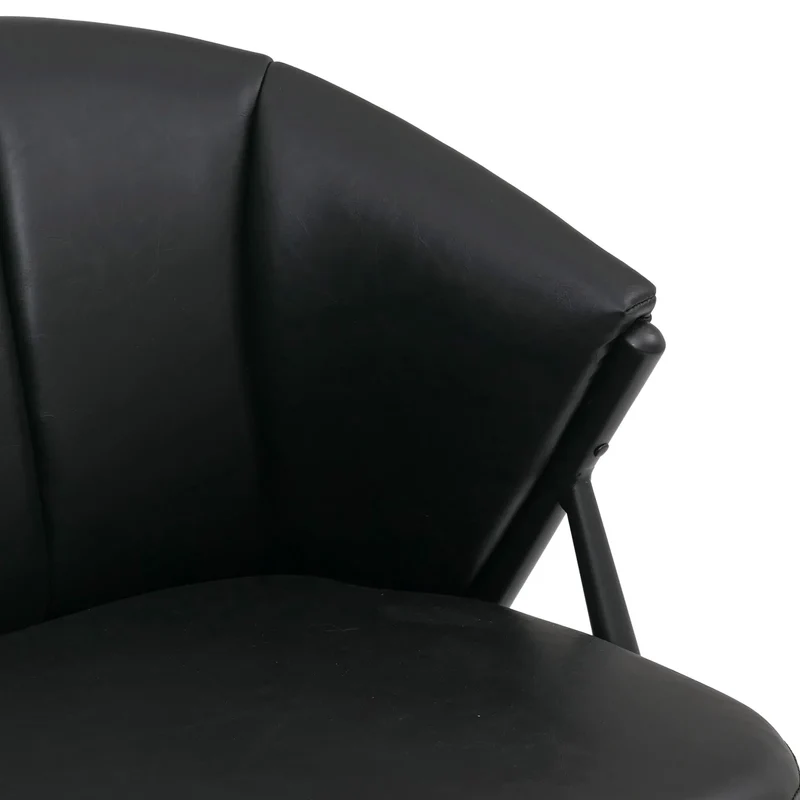 Canapé 2 places canapé lounge rembourré style vintage industriel métal et simili cuir noir 04_0008995