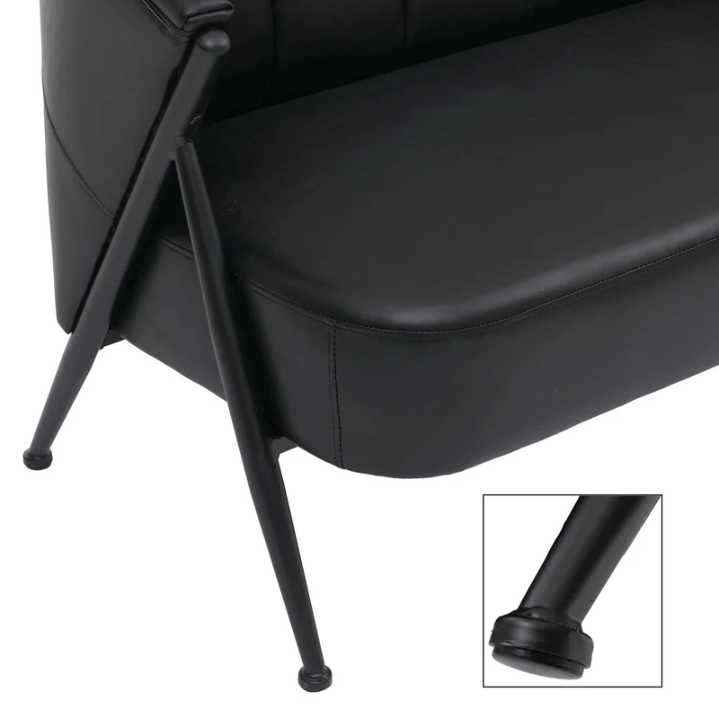Canapé 2 places canapé lounge rembourré style vintage industriel métal et simili cuir noir 04_0008995