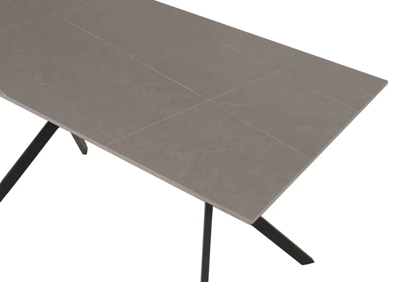 Table à manger de salle à manger design moderne 120 cm en pierre frittée et métal aspect marbre gris 04_0009228