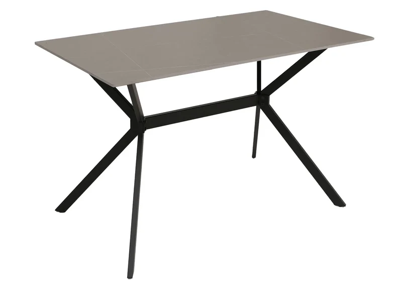 Table à manger de salle à manger design moderne 120 cm en pierre frittée et métal aspect marbre gris 04_0009228