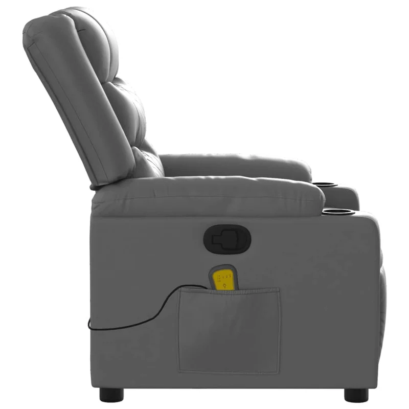 Fauteuil de relaxation TV fonction massage inclinable 6 points de massage en PVC gris DEC026975